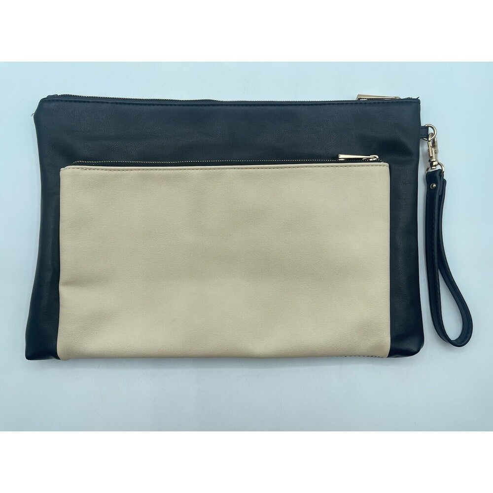 Mix No. 6 - Large Clutch Purse, Zipper Closure,  Black and Cream